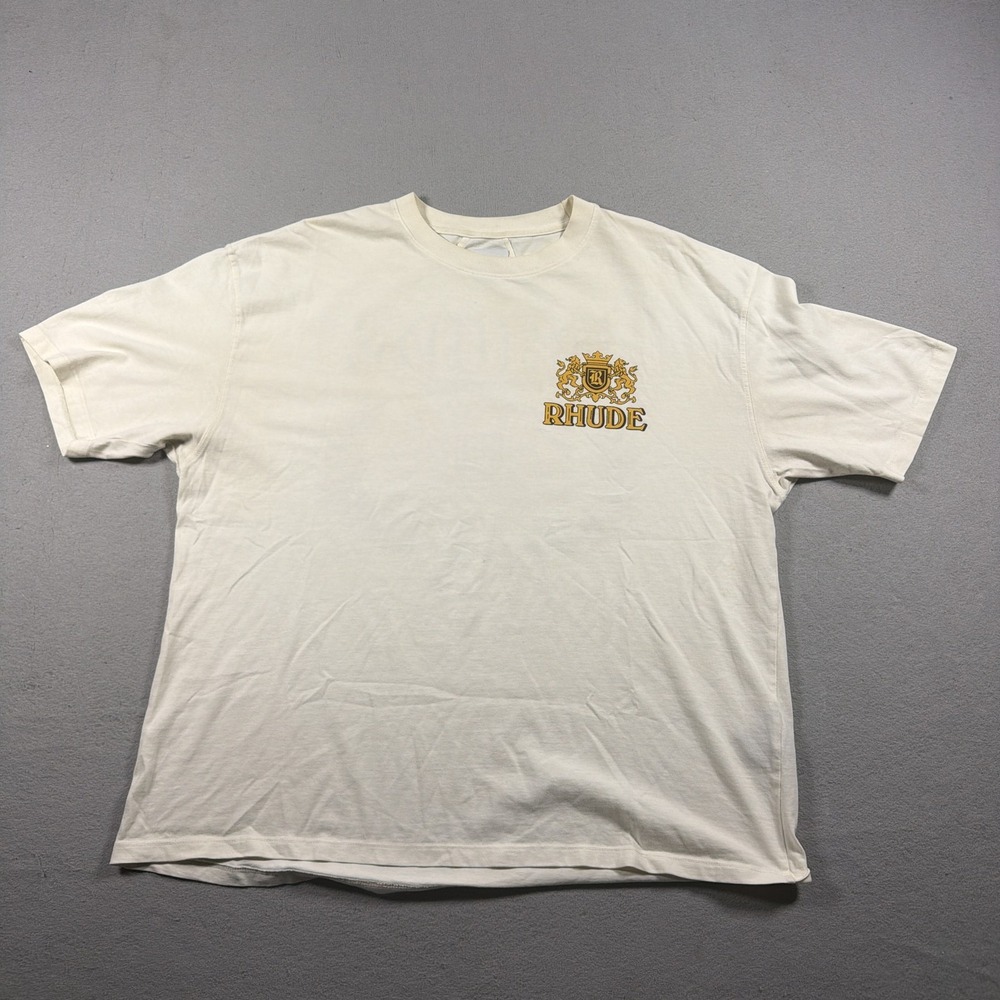 Rhude Shirt Mens Large White Premium Cigars Crest Graphic Tee USA Streetwear